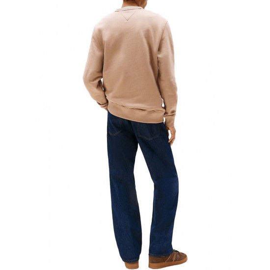 TOMMY JEANS Ανδρικό Βαμβακερό Φούτερ Λαιμόκοψη Regular Fit Bagde Crewneck DM0DM20660-0HD (Μπεζ)