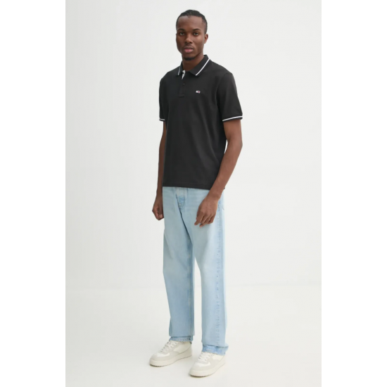 Tommy Jeans Ανδρικό Βαμβακερό Tipped Polo Regular Fit DM0DM20745-PT2 (Μαύρο)