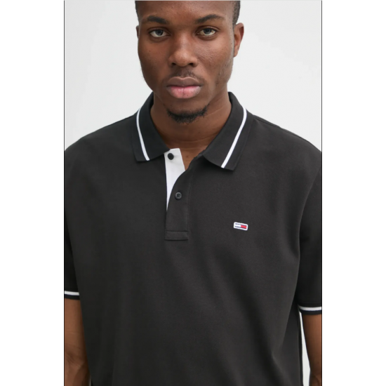 Tommy Jeans Ανδρικό Βαμβακερό Tipped Polo Regular Fit DM0DM20745-PT2 (Μαύρο)