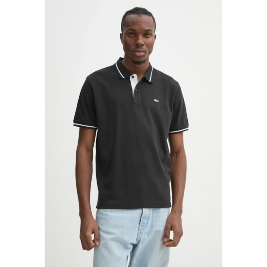 Tommy Jeans Ανδρικό Βαμβακερό Tipped Polo Regular Fit DM0DM20745-PT2 (Μαύρο)