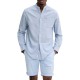 TOMMY JEANS Ανδρικό Πουκάμισο Λινό Μάο Regular Fit Linen Mao Shirt DM0DM20876-DY6 (Μπλε Ραφ)