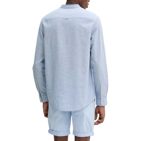TOMMY JEANS Ανδρικό Πουκάμισο Λινό Μάο Regular Fit Linen Mao Shirt DM0DM20876-DY6 (Μπλε Ραφ)