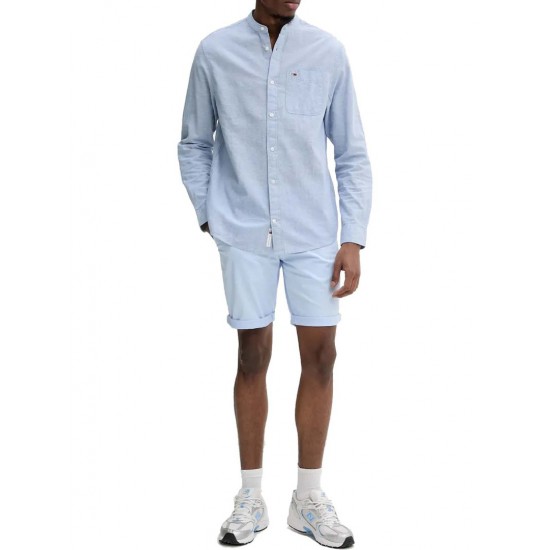 TOMMY JEANS Ανδρικό Πουκάμισο Λινό Μάο Regular Fit Linen Mao Shirt DM0DM20876-DY6 (Μπλε Ραφ)