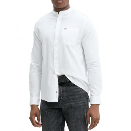 TOMMY JEANS Ανδρικό Πουκάμισο Λινό Μάο Regular Fit Linen Mao Shirt DM0DM20876-YBL (Λευκό)