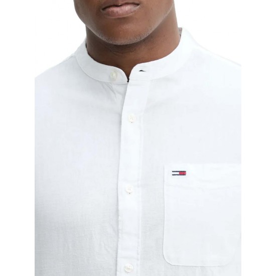 TOMMY JEANS Ανδρικό Πουκάμισο Λινό Μάο Regular Fit Linen Mao Shirt DM0DM20876-YBL (Λευκό)