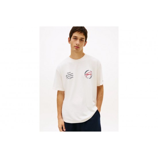 Tommy Jeans  Ανδρικό T-Shirt SIGNATURE CIRCLE SS TEE RLX Fit DM0DM22535-YBH(Εκρού)