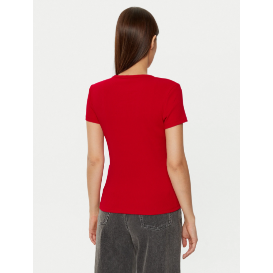 TOMMY JEANS Γυναικείο T-shirt Slim Fit Essential Rib SS Tee DW0DW17383-XME (Κόκκινο)