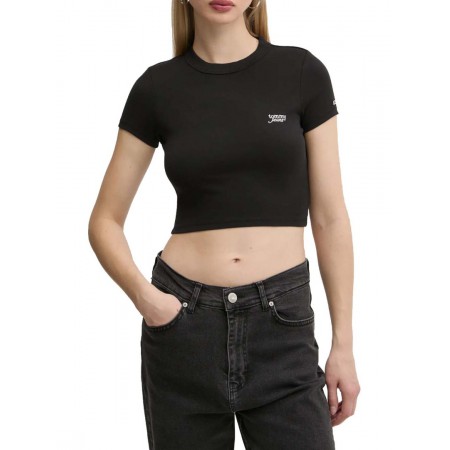 TOMMY JEANS Γυναικείο Cropped T-shirt Slim Fit Script Tee DW0DW19458-BDS (Μαύρο)