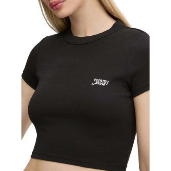 TOMMY JEANS Γυναικείο Cropped T-shirt Slim Fit Script Tee DW0DW19458-BDS (Μαύρο)