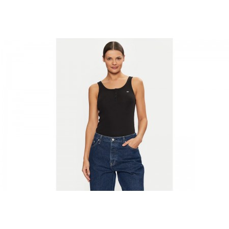 TOMMY JEANS Γυναικείο Αμάνικο Τοπ Slim Fit Button Tank Top DW0DW19492-BDS (Μαύρο)