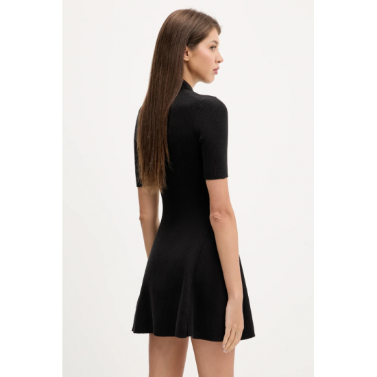 TOMMY JEANS Γυναικείο Βαμβακερό Φόρεμα Πλεκτό Polo Mini Dress Slim Fit DW0DW21471-BDS (Μαύρο)