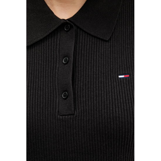 TOMMY JEANS Γυναικείο Βαμβακερό Φόρεμα Πλεκτό Polo Mini Dress Slim Fit DW0DW21471-BDS (Μαύρο)
