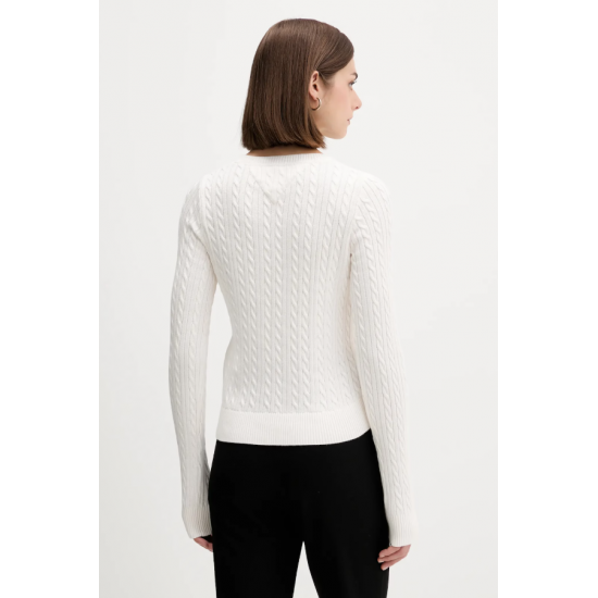 TOMMY JEANS Γυναικείο Βαμβακερό Πλεκτό Regular Fit Essential Sweater DW0DW22165-YBH (Λευκό)