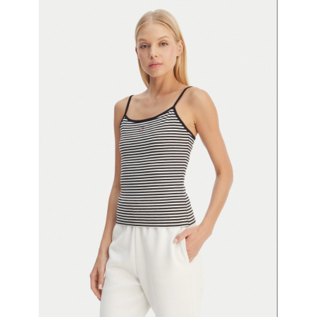 Tommy Jeans Γυναικείο Βαμβακερό T-Shirt με Ράντες ESSENTIAL STRAP TOP DW0DW20675-0AQ(Ριγέ Μαύρο/Λευκό)