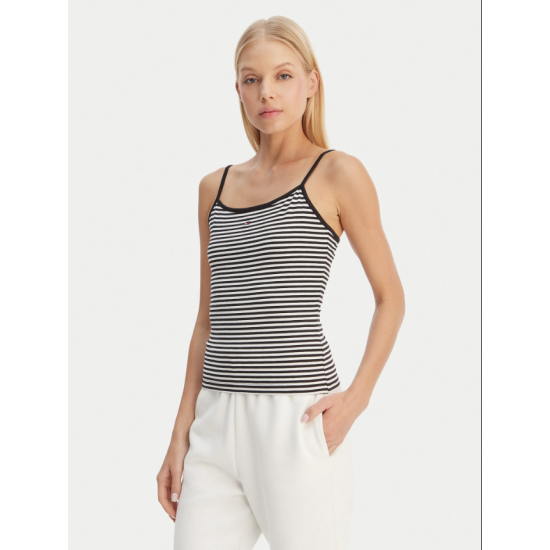 Tommy Jeans Γυναικείο Βαμβακερό T-Shirt με Ράντες ESSENTIAL STRAP TOP DW0DW20675-0AQ(Ριγέ Μαύρο/Λευκό)