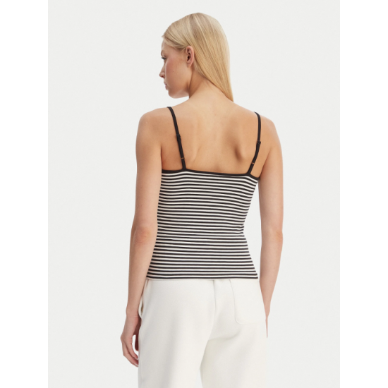 Tommy Jeans Γυναικείο Βαμβακερό T-Shirt με Ράντες ESSENTIAL STRAP TOP DW0DW20675-0AQ(Ριγέ Μαύρο/Λευκό)