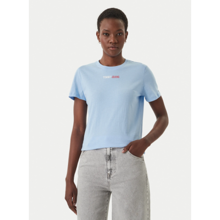 Tommy Jeans Γυναικείο Βαμβακερό T-Shirt ESSENTIAL LOGO 2 TEE EXT REGULAR FIT DW0DW22277-C1T(Γαλάζιο)