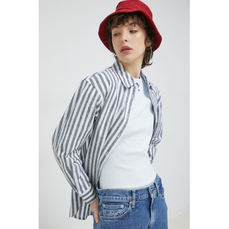 Tommy Jeans Γυναικείο Πουκάμισο Striped Linen Blend BF Shirt DW0DW15578-C87