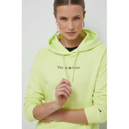 Tommy Jeans Γυναικείο Φούτερ με Κουκούλα Reg Serif Linear Hoodie DW0DW15649-MSA (Lime)