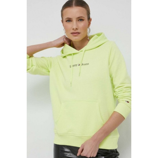 Tommy Jeans Γυναικείο Φούτερ με Κουκούλα Reg Serif Linear Hoodie DW0DW15649-MSA (Lime)