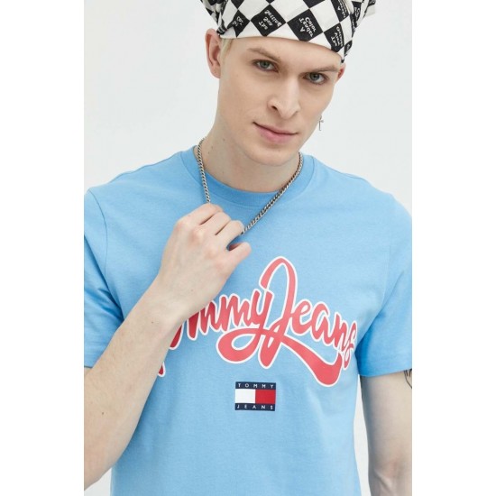 Tommy Jeans Ανδρικό T-shirt Regular College Pop Text Tee DM0DM16403-CY7 (Γαλάζιο)