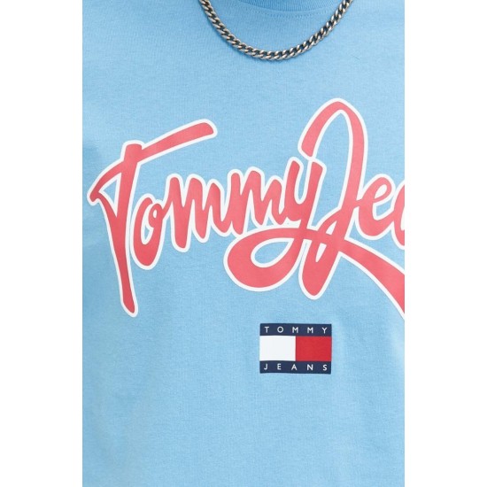 Tommy Jeans Ανδρικό T-shirt Regular College Pop Text Tee DM0DM16403-CY7 (Γαλάζιο)