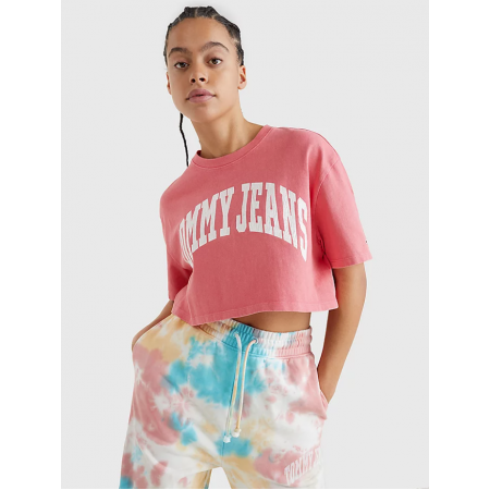Tommy Jeans Γυναικείο Crop Oversized College T-shirt (Ροζ)
