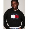 Tommy Jeans Γυναικείο Πλεκτό Center Flag Knit Cable Hoodie DW0DW16528-BDS (Μαύρο)