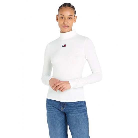 Tommy Jeans Γυναικείο Βαμβακερό Ζιβάγκο Slim Fit Badge Turtleneck DW0DW16495-ΥΒΗ (Λευκό)