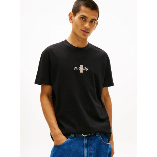 Tommy Jeans Ανδρικό T-Shirt SICN BLOCK SS TEE Regular Fit DM0DM22532-BDS(Μαύρο)