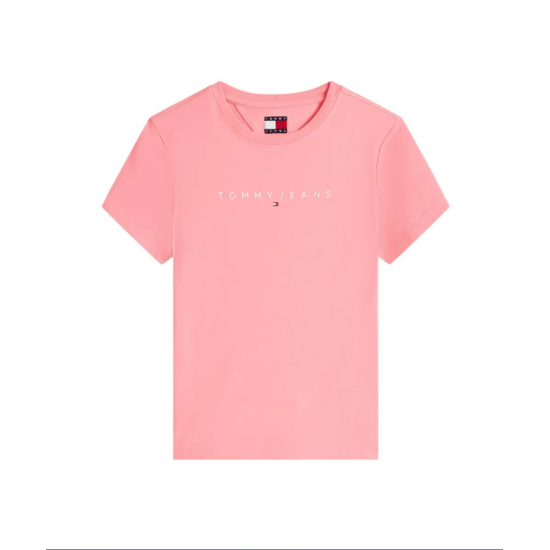 Tommy Jeans Γυναικείο Βαμβακερό T-Shirt Linear Tee Slim Fit DW0DW18398-TIE(Ροζ)