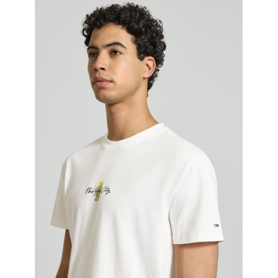 Tommy Jeans Ανδρικό T-Shirt SICN BLOCK SS TEE Regular Fit DM0DM22532-YBL(Λευκό)