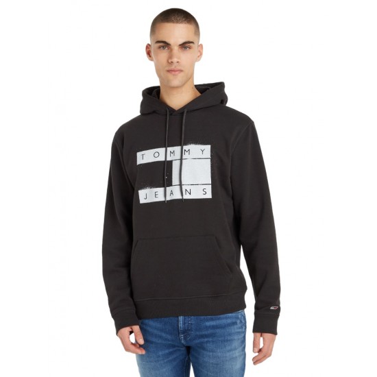 Tommy Jeans Ανδρικό Φούτερ TJM Regular Flag Spray Hoodie DM0DM17911-BDS (Μαύρο)