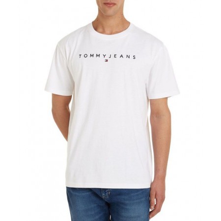 Tommy Jeans Ανδρικό T-shirt Regular Fit Linear Logo Tee DM0DM17993-YBR (Λευκό)