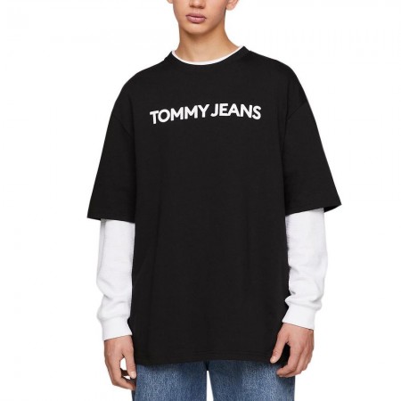 Tommy Jeans Ανδρικό T-shirt Relaxed Fit Oversized Bold Classics Tee DM0DM18267-BDS (Μαύρο)