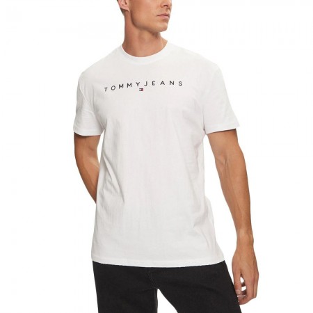 TOMMY JEANS Ανδρικό Βαμβακερό T-shirt Linear Logo Tee DM0DM20744-YBR (Λευκό)