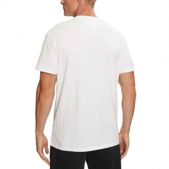 TOMMY JEANS Ανδρικό Βαμβακερό T-shirt Linear Logo Tee DM0DM20744-YBR (Λευκό)