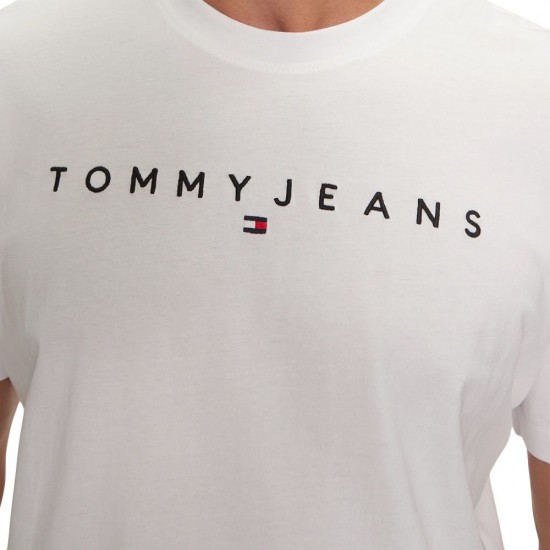 TOMMY JEANS Ανδρικό Βαμβακερό T-shirt Linear Logo Tee DM0DM20744-YBR (Λευκό)