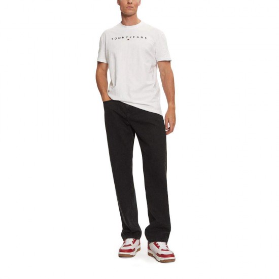TOMMY JEANS Ανδρικό Βαμβακερό T-shirt Linear Logo Tee DM0DM20744-YBR (Λευκό)