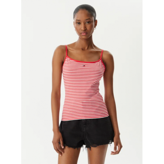 Tommy Jeans  Γυναικείο Βαμβακερό Τοπ με Τιράντες TJW ESSENTIAL STRAP TOP EXT DW0DW20675-0EY(Coral)