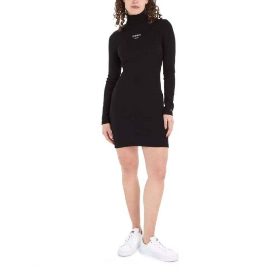 Tommy Jeans Γυναικείο Φόρεμα Ζιβάγκο Turtleneck Logo Dress DW0DW16481-BDS (Μαύρο)