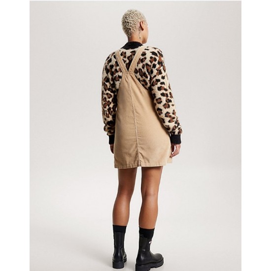 Tommy Jeans Γυναικεία Σαλοπέτα Κοτλέ Φόρεμα Tjw Cord Pinafore Dress DW0DW16928-AB0 (Μπεζ)
