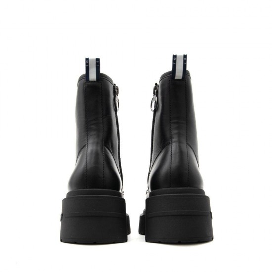 Tommy Jeans Γυναικείο Δερμάτινο Μποτάκι Chunky Biker Boots EN0EN02404-BDS (Μαύρο)