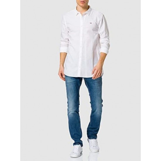 Tommy Jeans Ανδρικό Πουκάμισο Λινό Solid Linen Blend Shirt DM0DM16272-YBR (Λευκό)