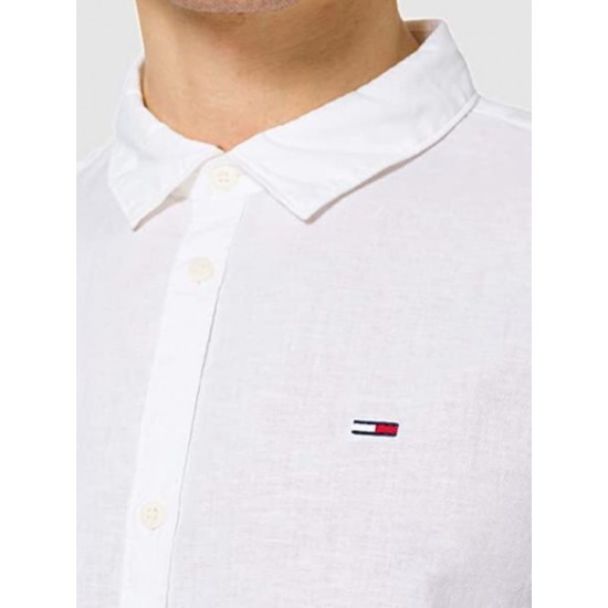 Tommy Jeans Ανδρικό Πουκάμισο Λινό Solid Linen Blend Shirt DM0DM16272-YBR (Λευκό)