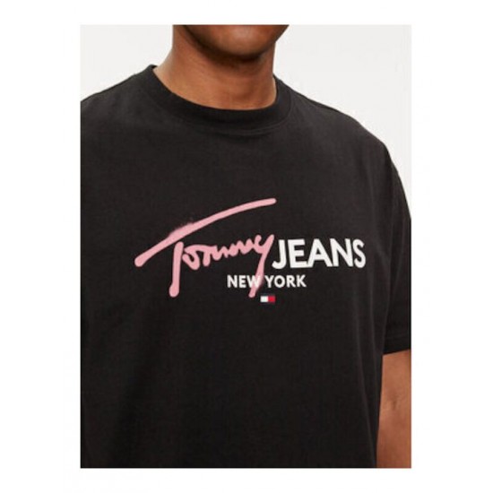 Tommy Jeans Ανδρικό T-shirt Reg Fit Spray Pop Colour Tee DM0DM18572-BDS (Μαύρο)