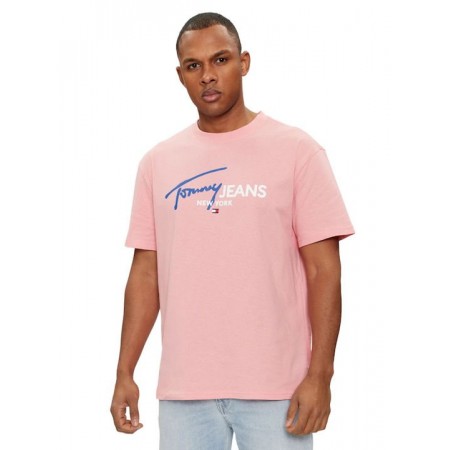Tommy Jeans Ανδρικό T-shirt Reg Fit Spray Pop Colour Tee DM0DM18572-TIC (Ροζ)