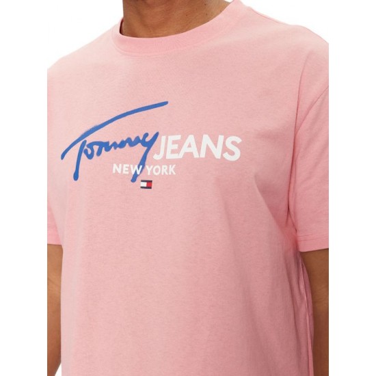 Tommy Jeans Ανδρικό T-shirt Reg Fit Spray Pop Colour Tee DM0DM18572-TIC (Ροζ)