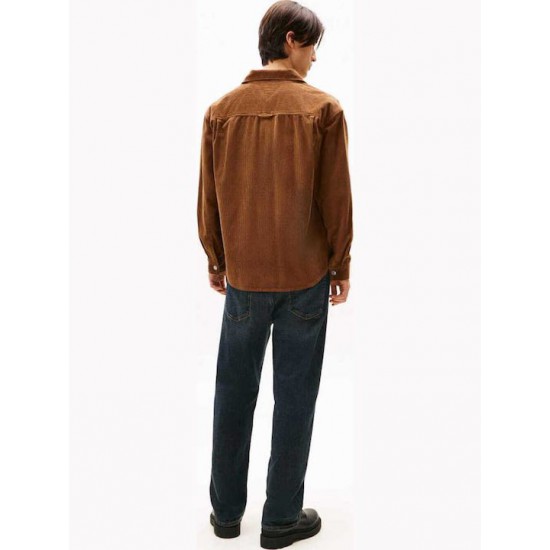 Tommy Jeans Ανδρικό Κοτλέ Πουκάμισο Regular Fit Washed Corduroy Shirt DM0DM22016-GVP Pecan Nut (Καφέ)