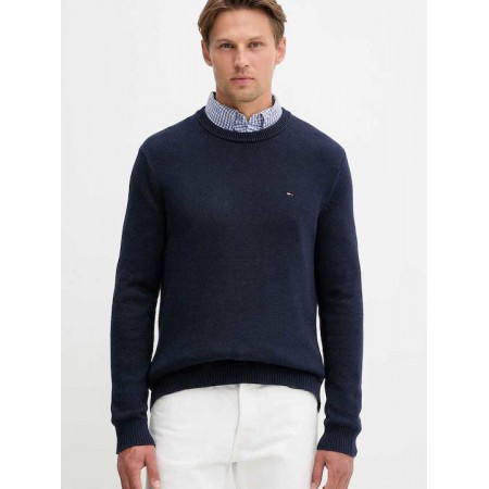 TOMMY JEANS Ανδρικό Βαμβακερό Πλεκτό Slim Fit Essential Sweater DM0DM21787-C1G (Dark Night Navy)
